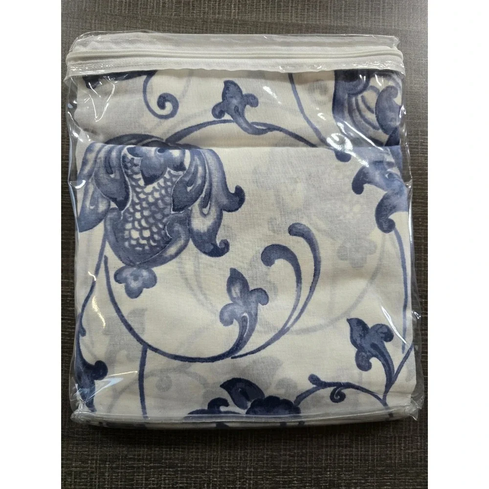 Cottage Classics Blue & White Fabric Shower Curtain 72